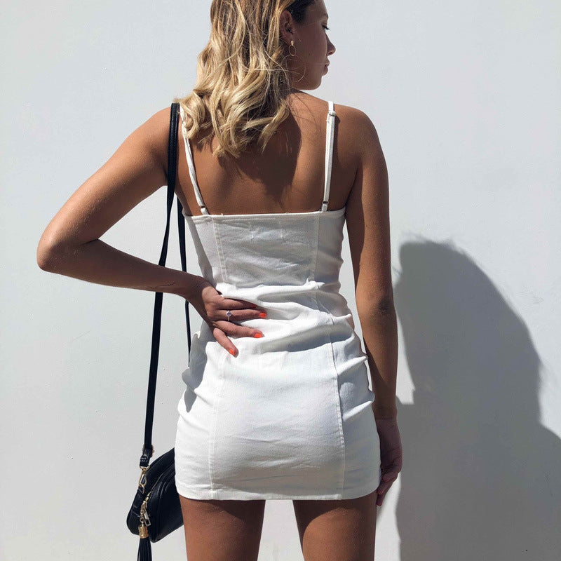 Women figure-hugging dress with zipper and delicate straps Ivyshape