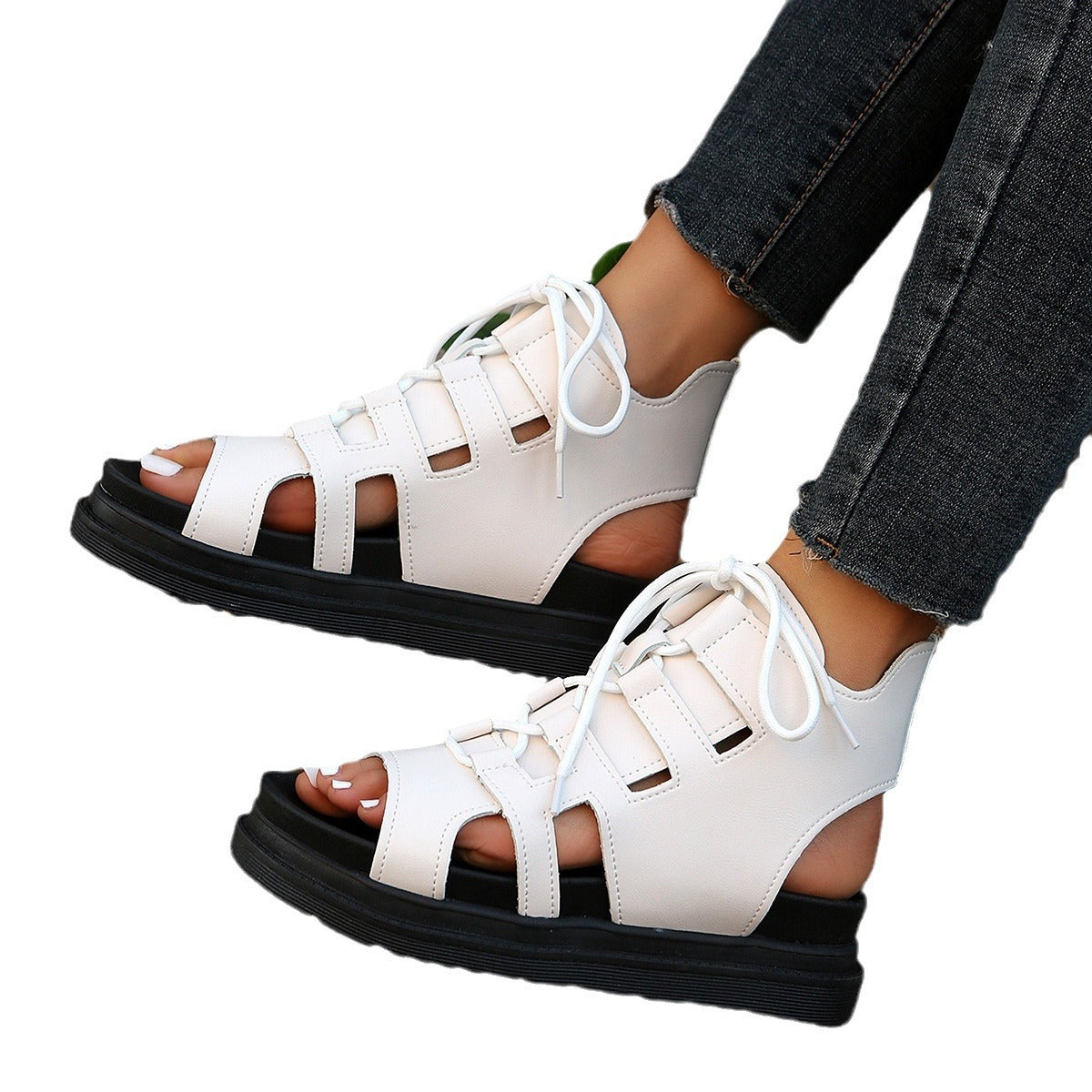 Women's sporty toe-post sandals with innovative lacing system and flexible sole Ivyshape
