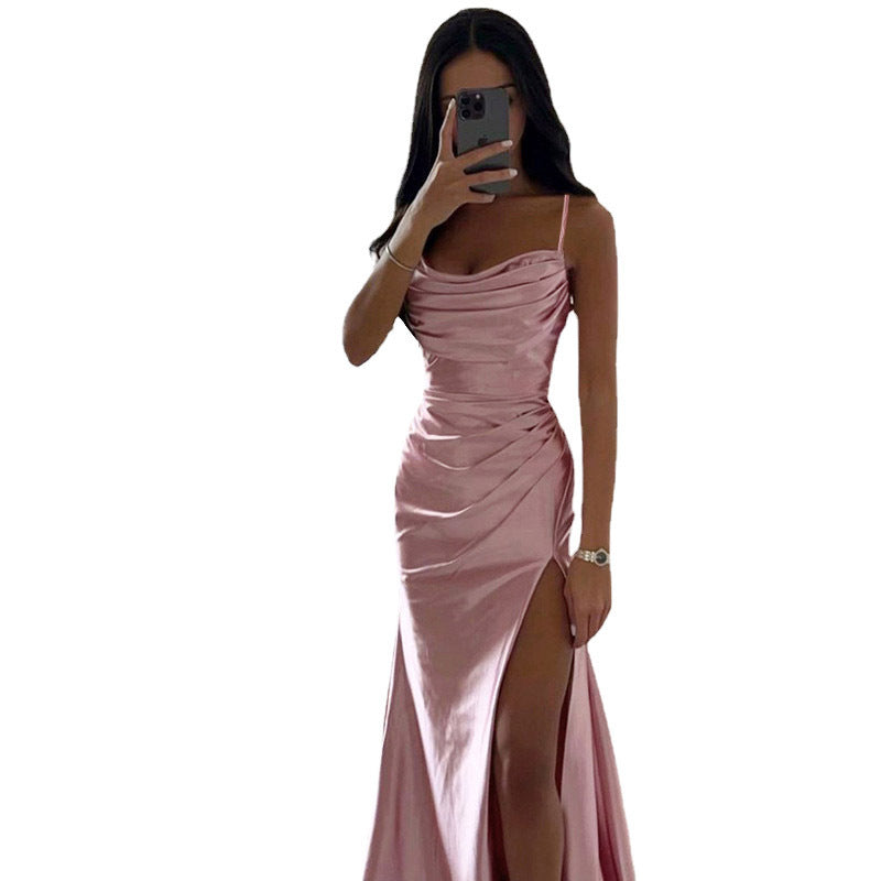 Elegant ruched Cowl Neck Maxi Dress for Women Ivyshape