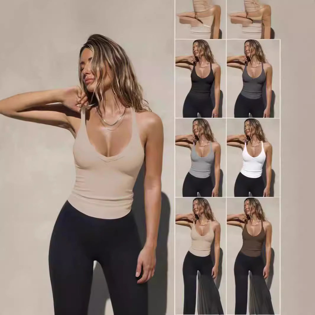 Women's Sport Bustier with Deep V-Neck from Ribbed Structure Ivyshape