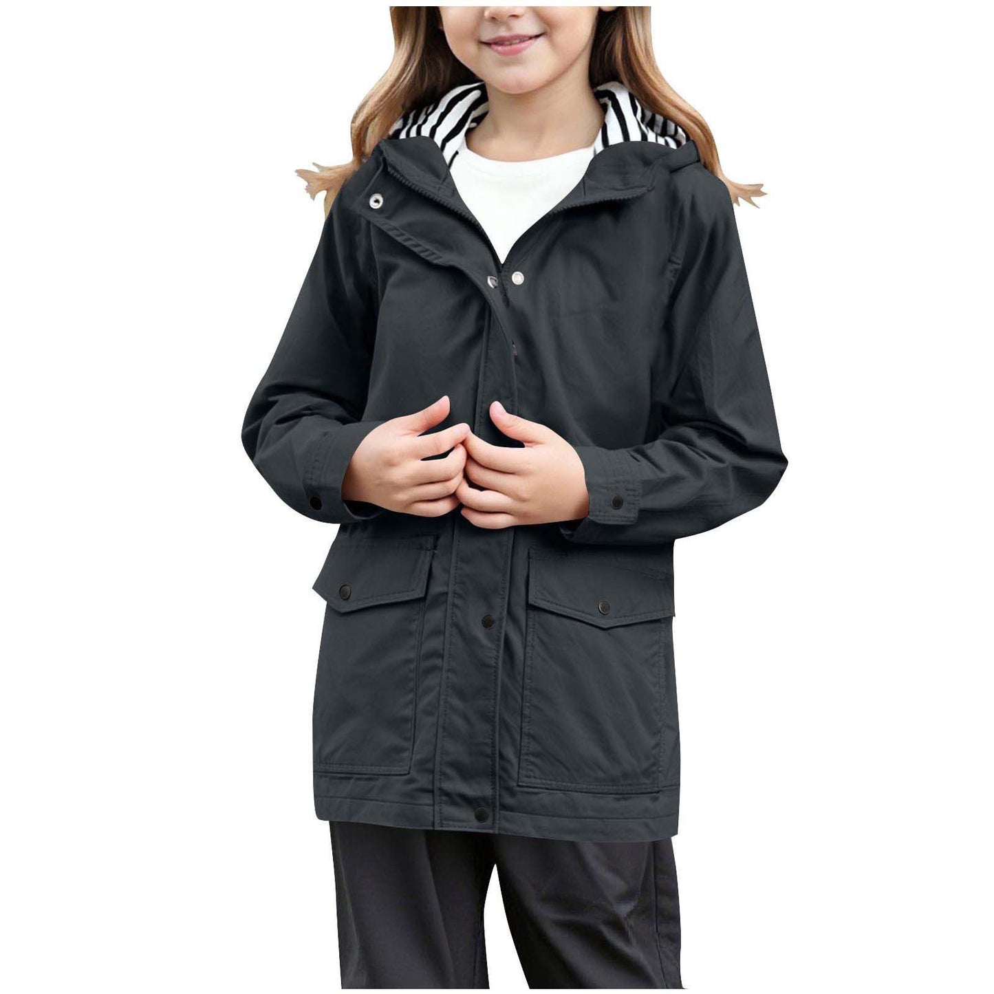 Women's jacket with practical pockets and adjustable hood collar Ivyshape