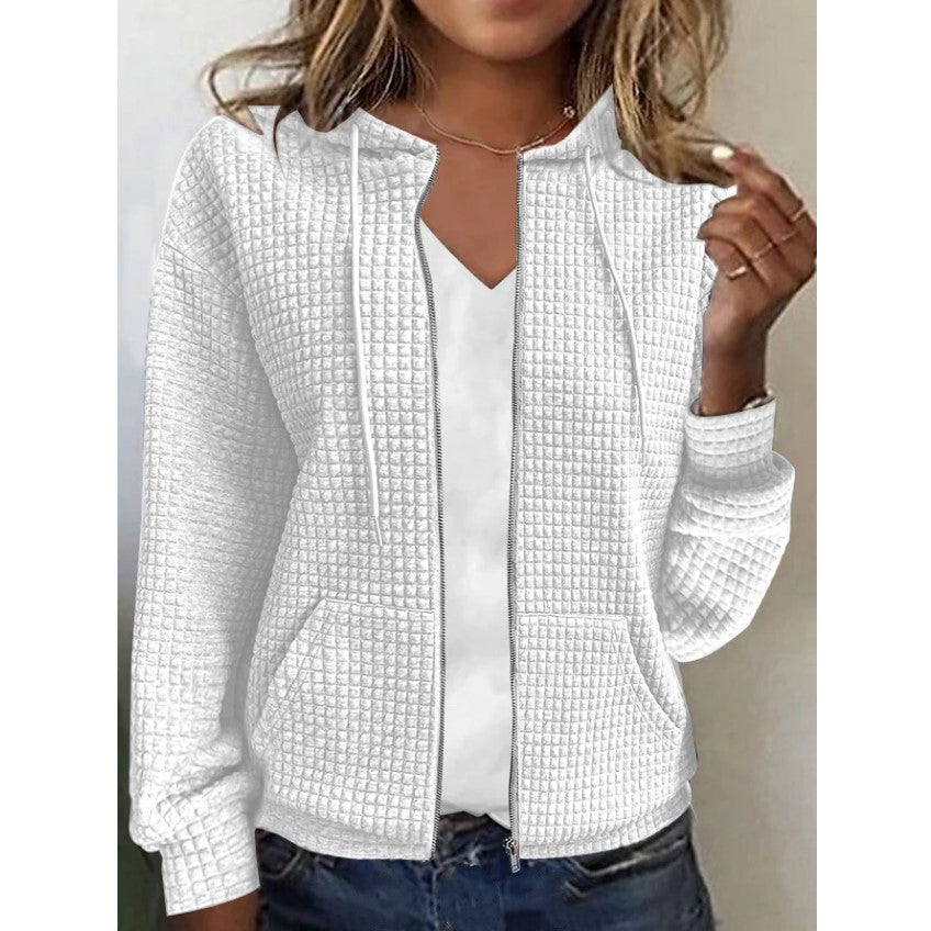 Women's fleece jacket with textured waffle pattern Ivyshape