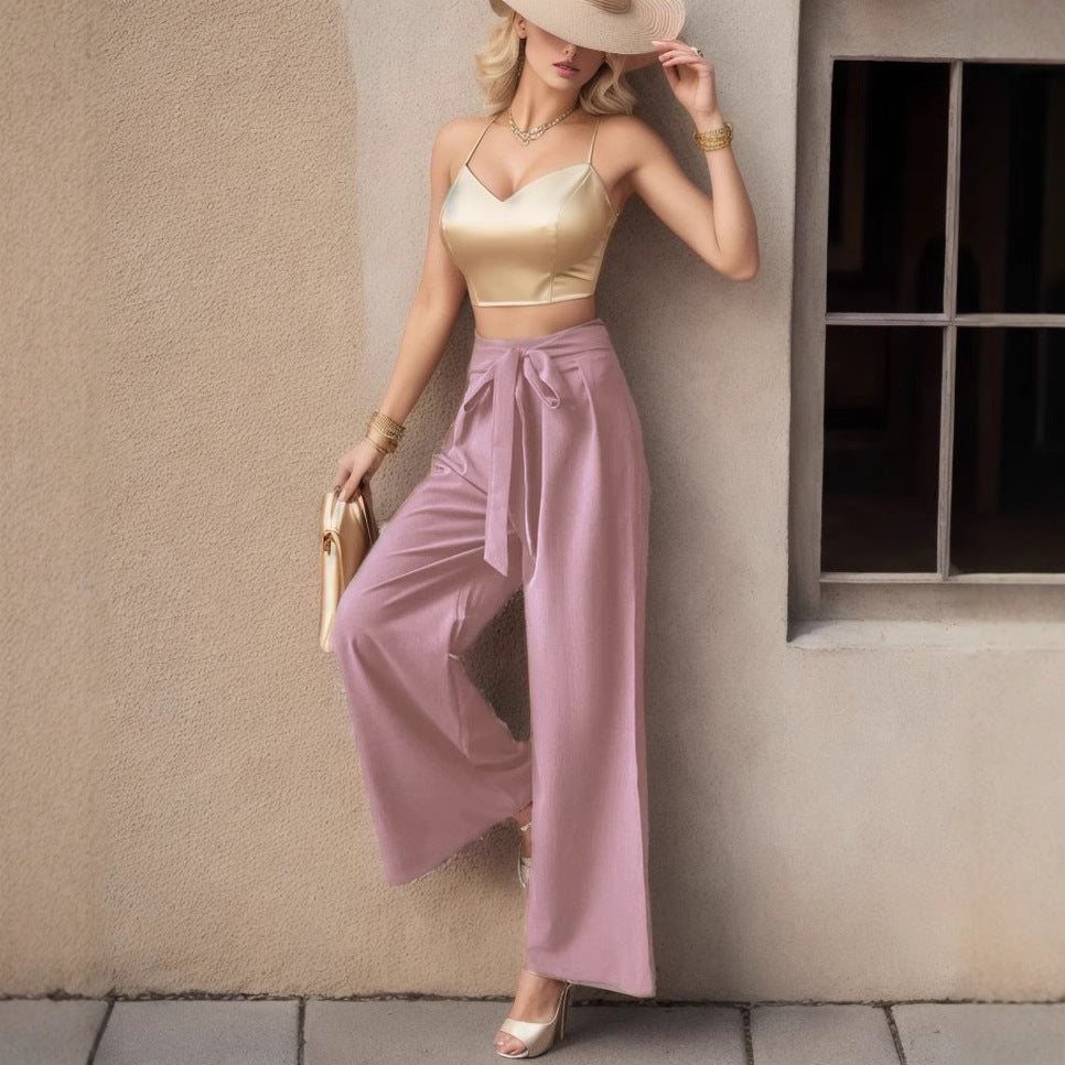 High-cut wide women's pants Ivyshape