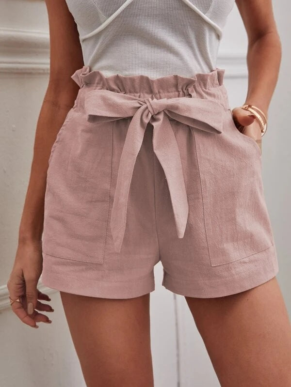 Women High-Waisted Shorts with Tied Detail Ivyshape