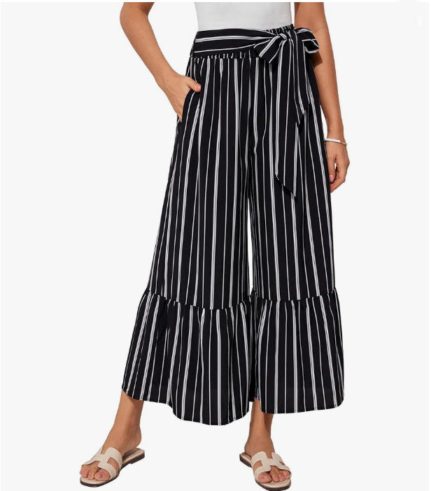 Women's wide and elegant palazzo pants with floral pattern Ivyshape