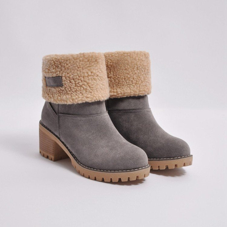 Ladies' fashionable boots with warm lining and block heel Ivyshape