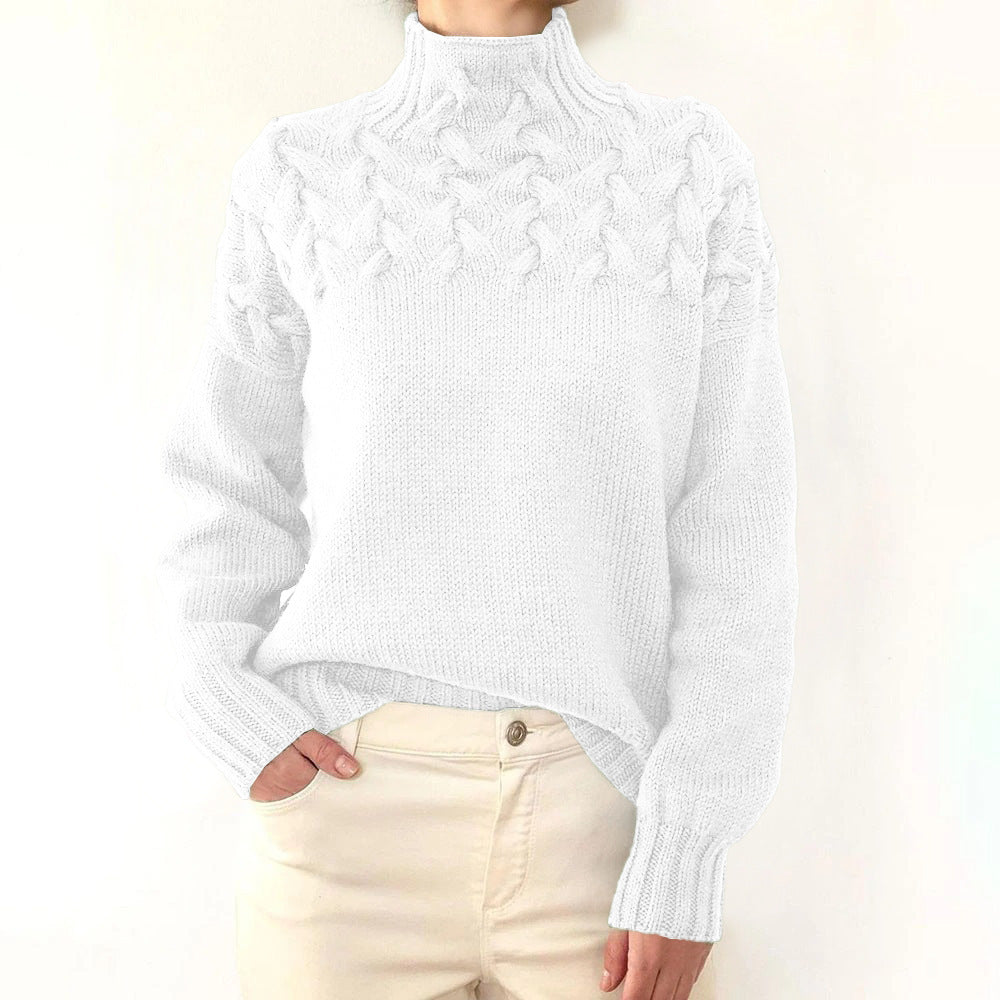 Ivyshape | V-Neck Cable Knitting Pullover Sweater