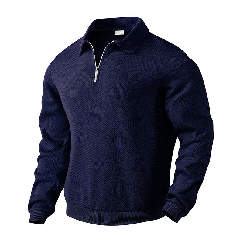 Men's sporty pullover with zipper and textured design Ivyshape
