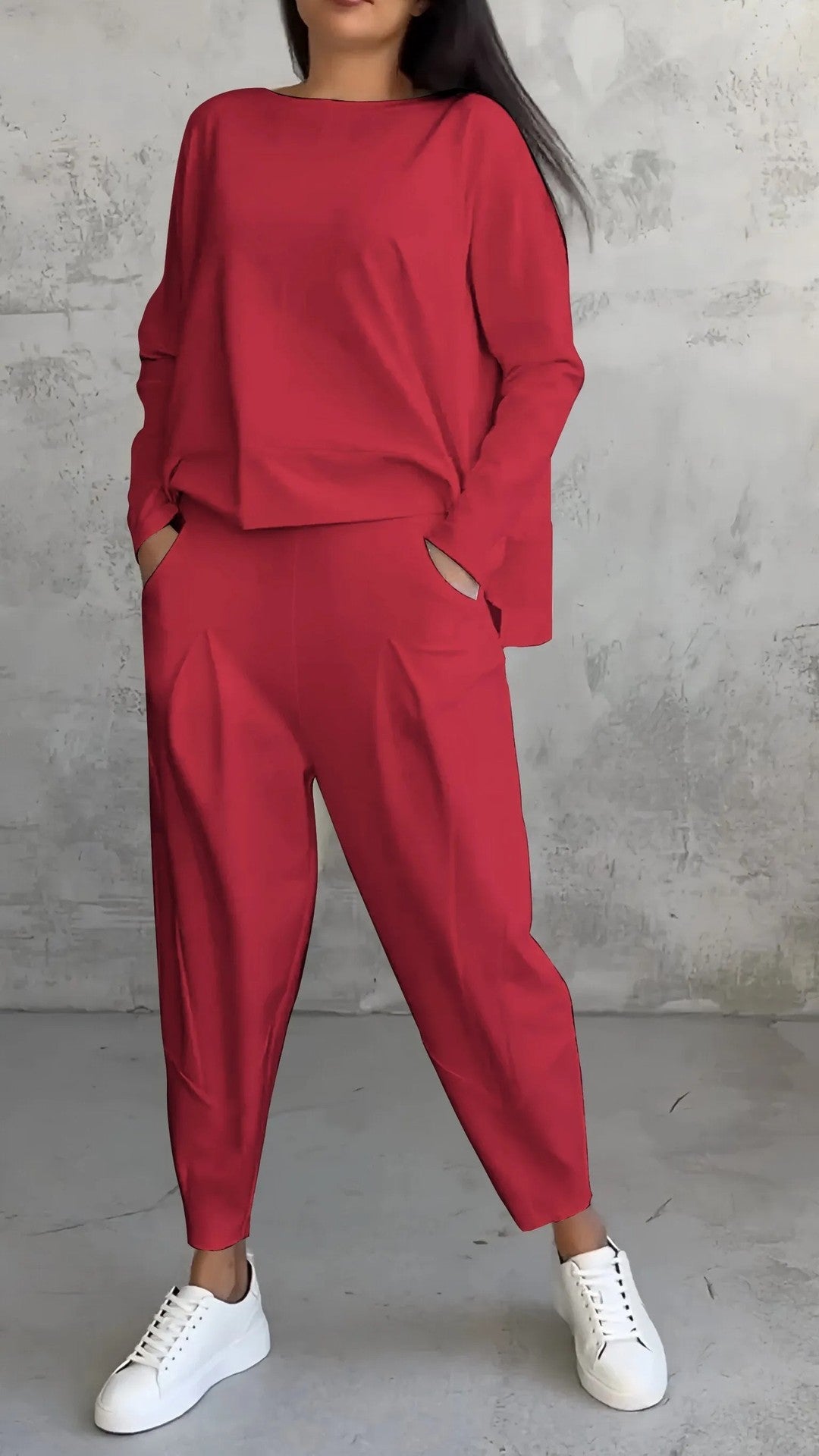 Ivyshape | Irregular Long Sleeve Harem Pants Set