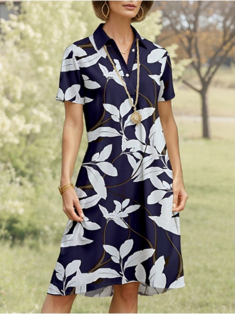Ladies polo dress with floral design and comfortable cut Ivyshape