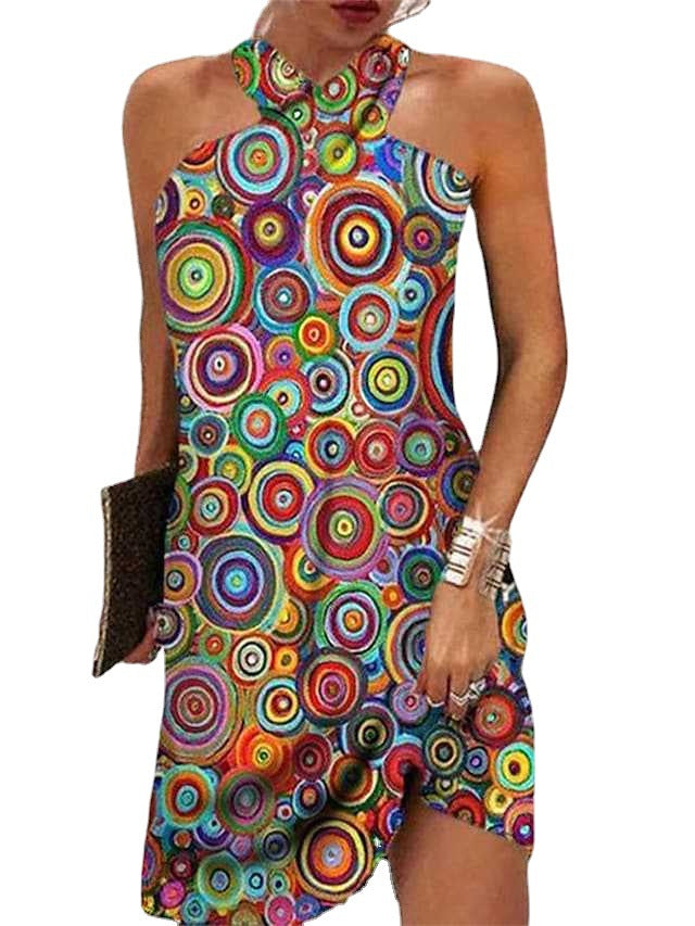 Women's Short Dress with Creative Circle Design Ivyshape