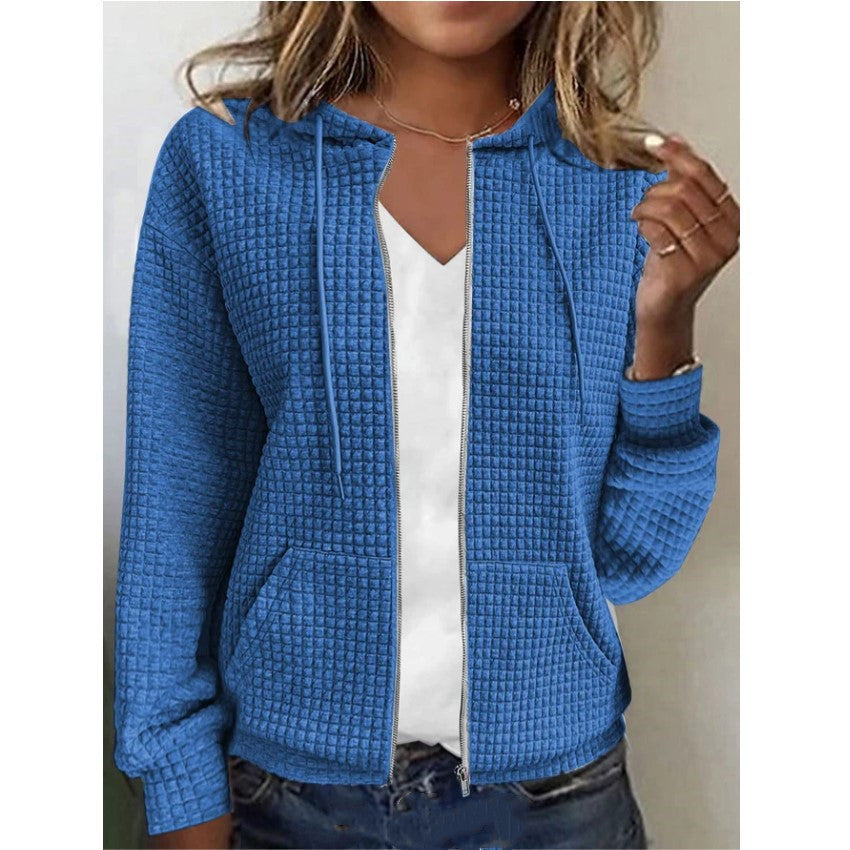Women's fleece jacket with textured waffle pattern Ivyshape
