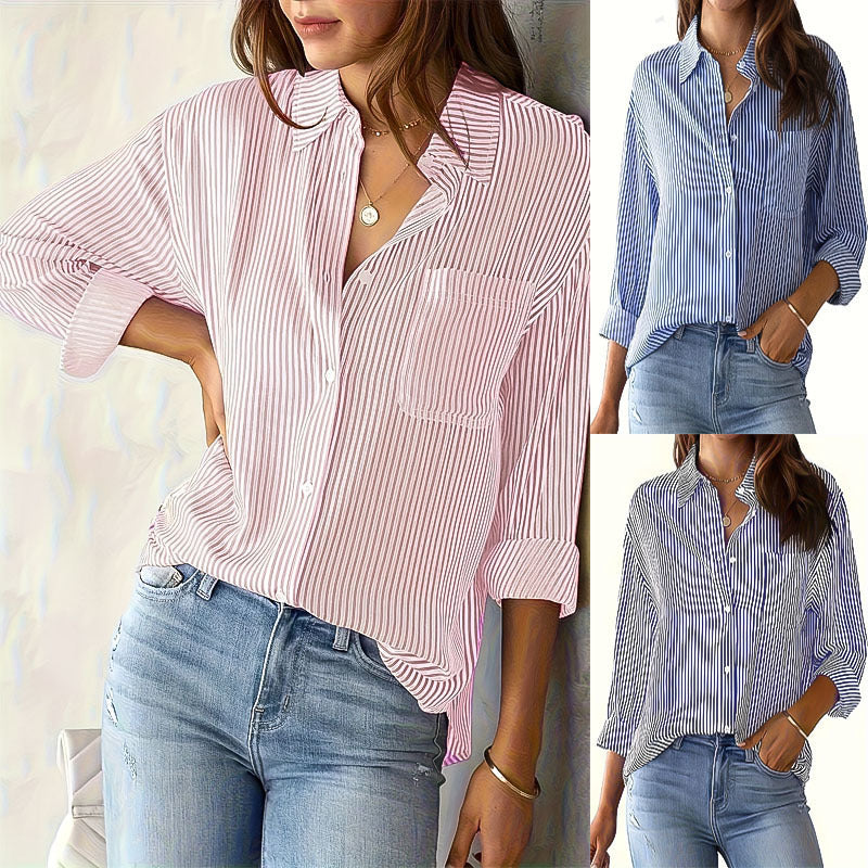 Women casual blouse with stripes Ivyshape