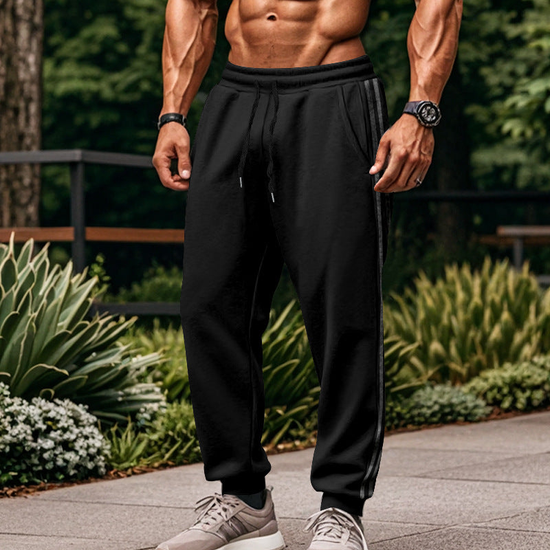 Men's Comfortable Sports Pants with Contrasting Side Panels and Elastic Waistband Ivyshape