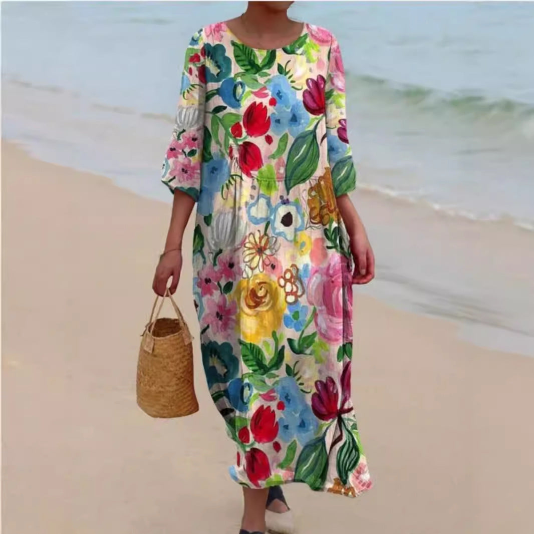 Ladies maxidress with floral design and casual cut Ivyshape