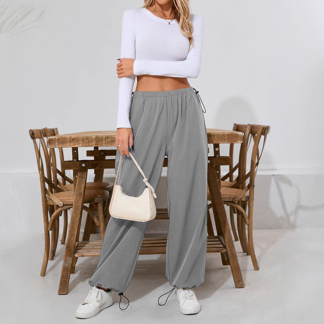 Women's Comfortable Baggy Pants with Elastic Waistband Ivyshape