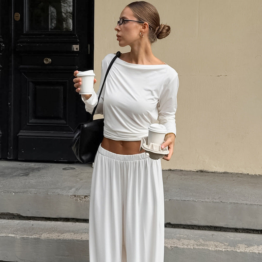 Women Comfortable Lounge Set with Loose-Fitting Top and Harem-Style Pants Ivyshape
