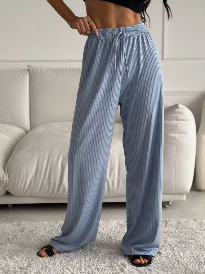 Women's wide pleated trousers with elastic waistband Ivyshape