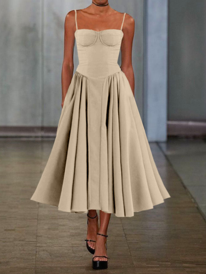 Women Elegant A-Line Midi Dress Ivyshape