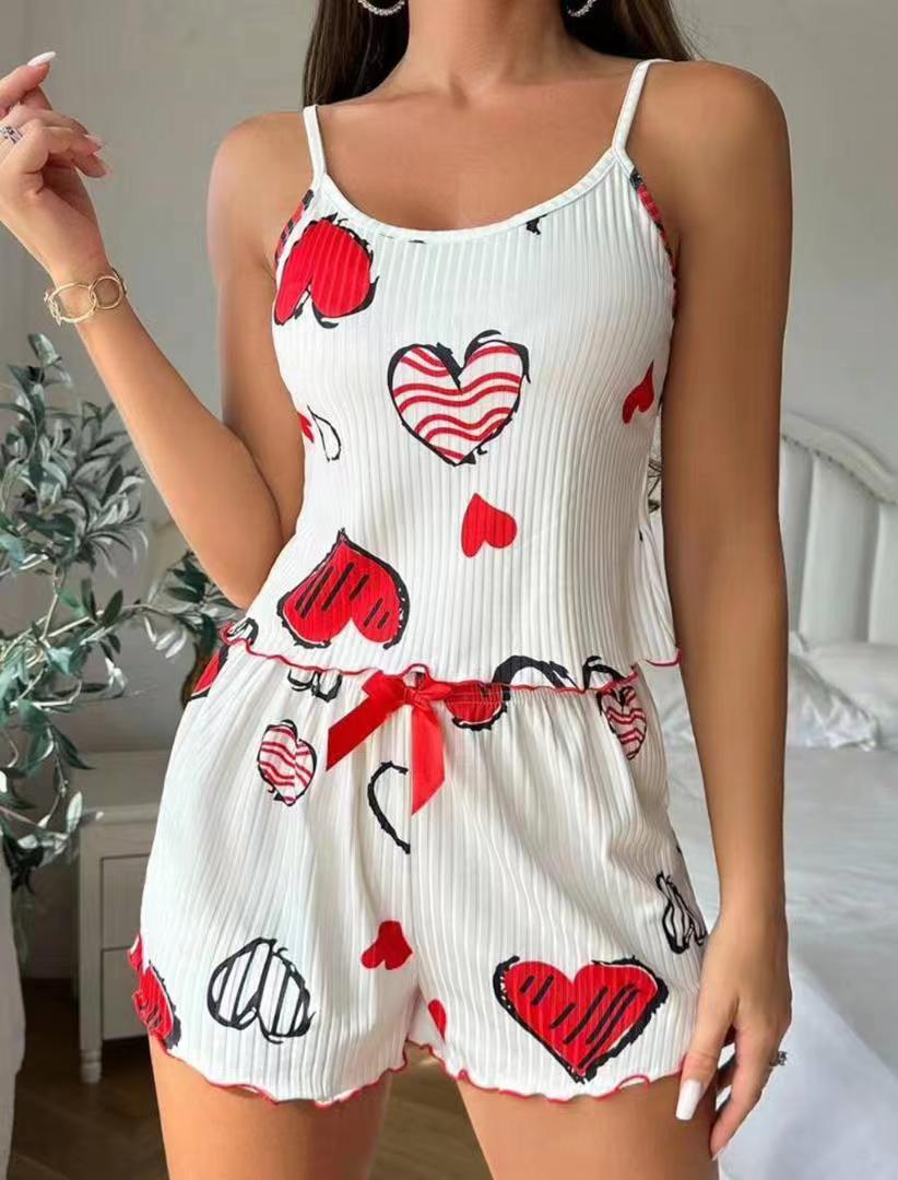 Women's summer two-piece pajama set with strawberry motif Ivyshape