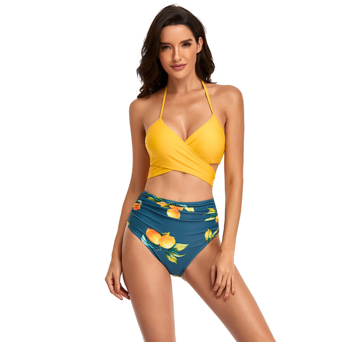 Women's Two-Piece Bikini Set with Wrap Top and High-Waisted Bottom Ivyshape