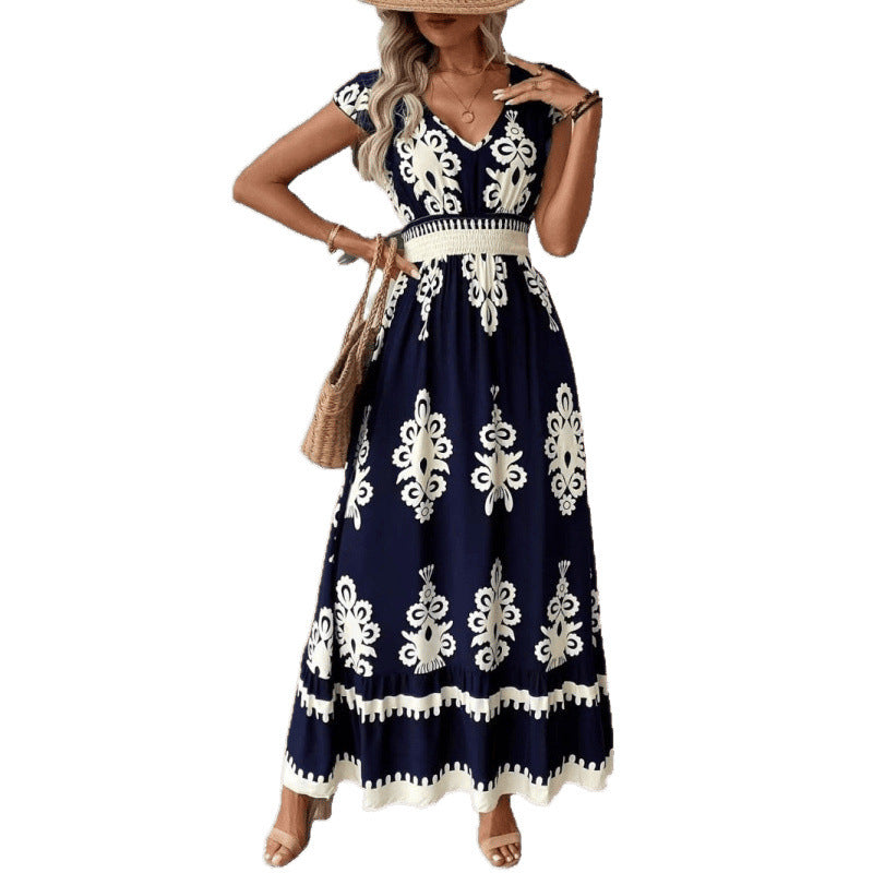 Women Bohemian Maxi Dress with A-Line Silhouette Ivyshape