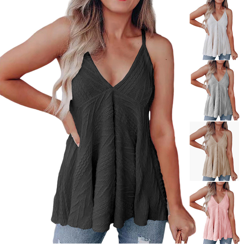 Women's Casual Knit V-Neck Tank Top Ivyshape