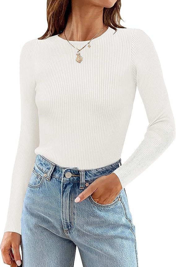 Women's Long Sleeve Shirt with Fine Ribbed Knit Design Ivyshape