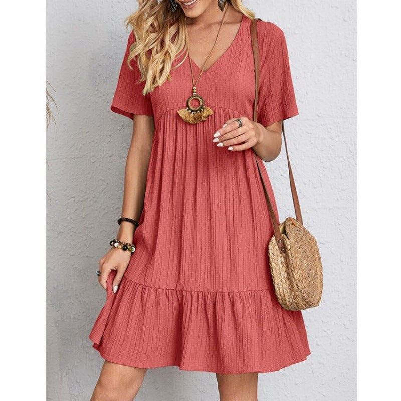 Women Bohemian V-neck Tiered Midi Dress Ivyshape