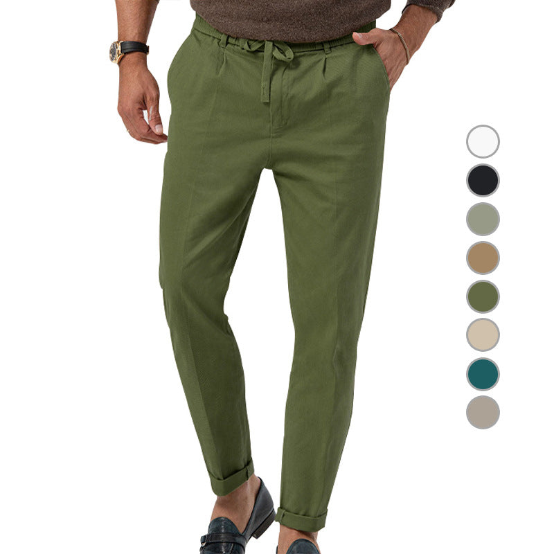 Men's relaxed chino pants with adjustable drawstring and side pockets Ivyshape