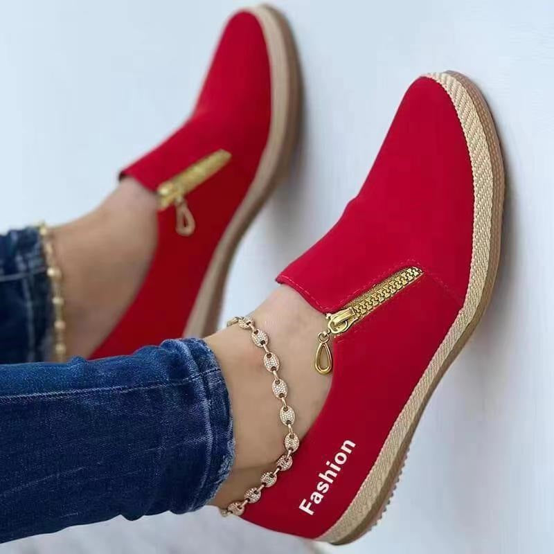 Women Elegant Slip-On Shoes with Glitter Zipper Ivyshape