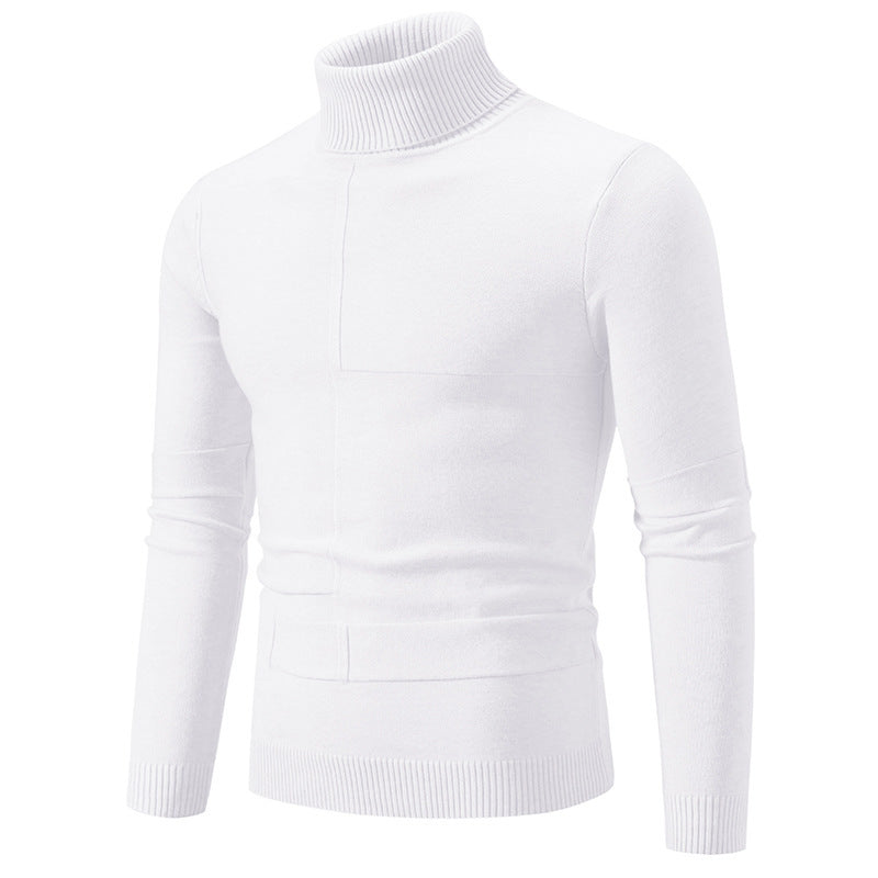 Men's elegant turtleneck sweater with modern cable pattern Ivyshape