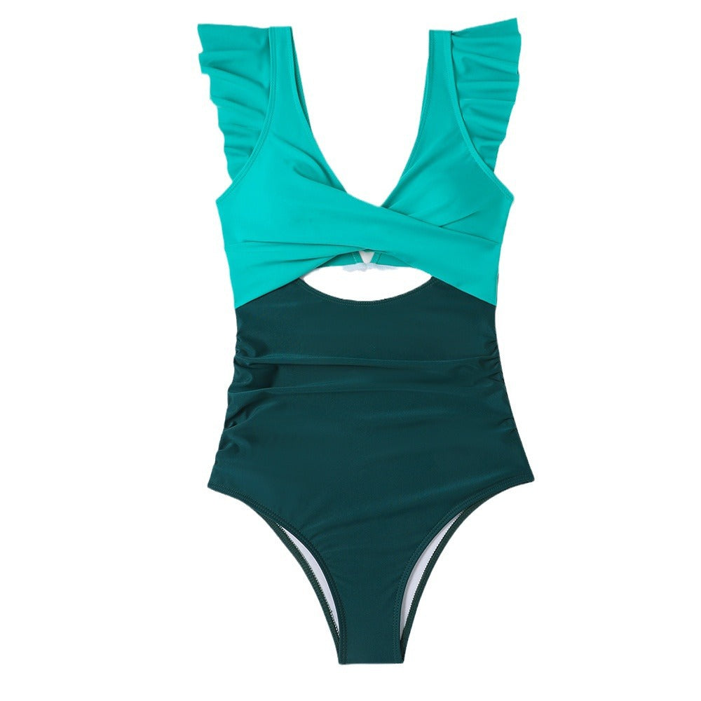Women's swimwear with elegant ruffle design and chic twist detail Ivyshape