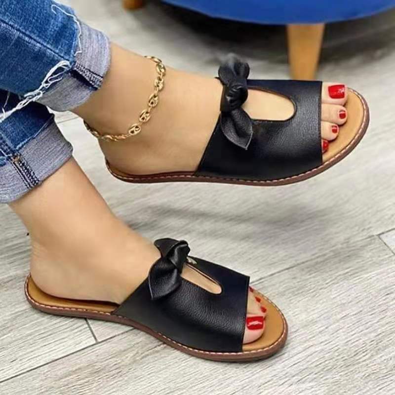Ladies Elegant Slippers with Fashionable Bow Design Ivyshape