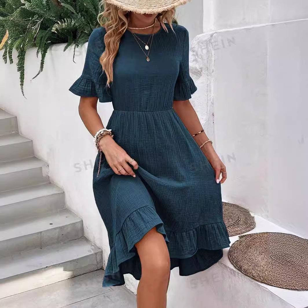 IvyShape | Relaxed Ruffle Short Sleeve Fashion Dress