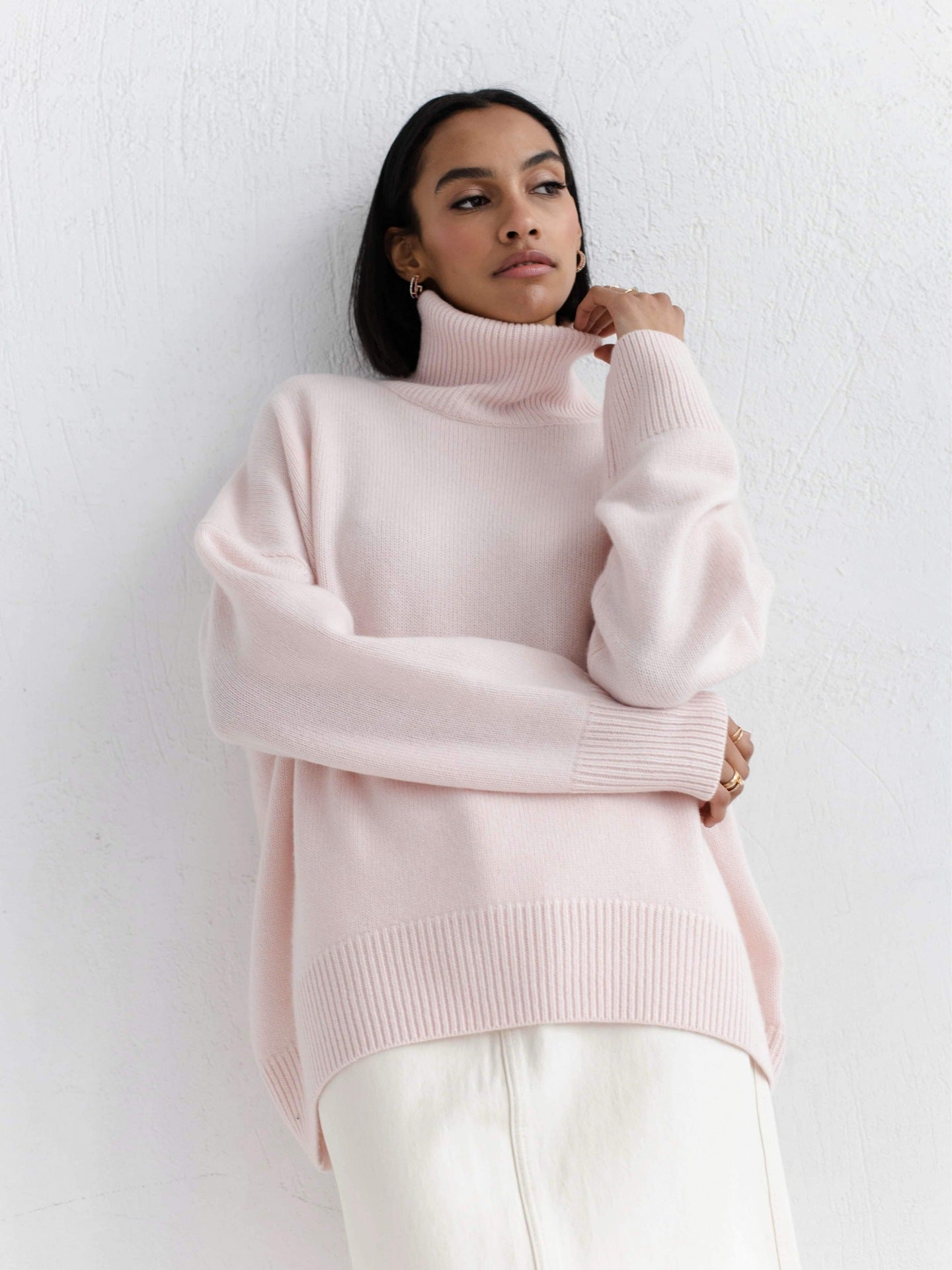 Ivyshape | Loose Turtleneck Long Sleeve Sweater