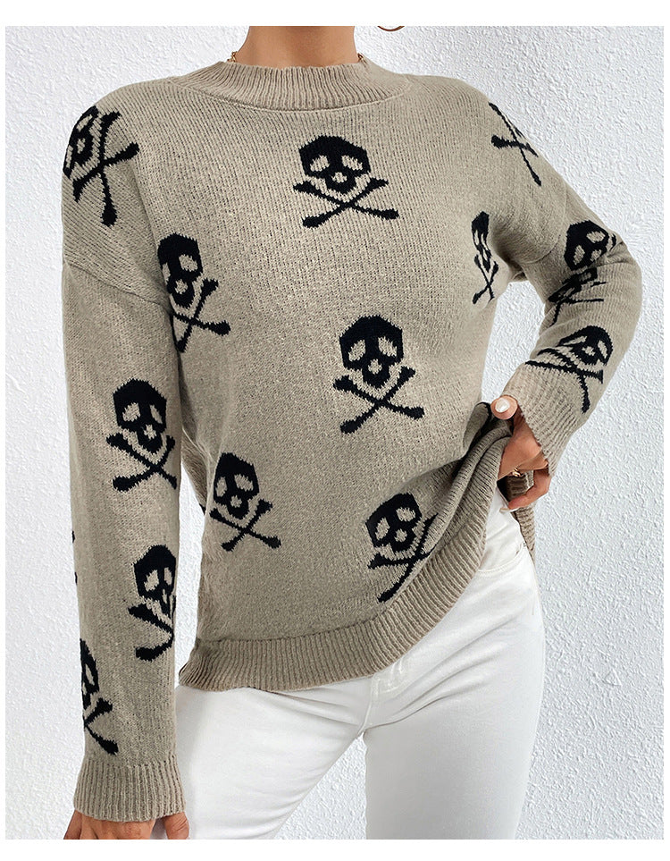 IvyShape | Skull Print Sweater