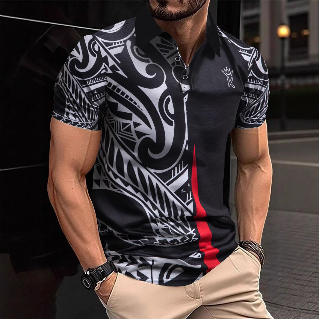 Men's polo shirt with modern tribal design and breathable functionality Ivyshape