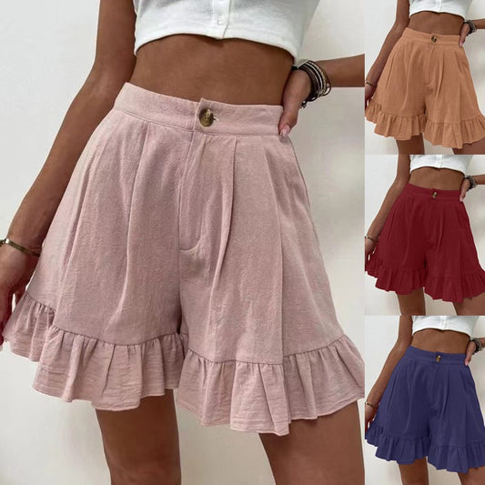 Women elegant ruffle shorts Ivyshape