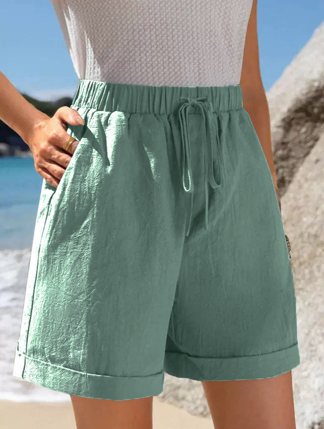 Ladies Airy Summer Shorts with Elastic waistband and Drawstring Ivyshape