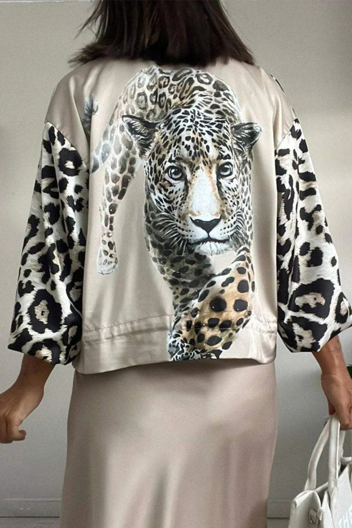 Ivyshape | Leopard Pattern Casual Zip Jacket