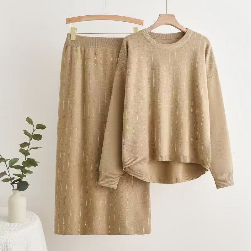 IvyShape | Loose High Waist Midi Skirt Set