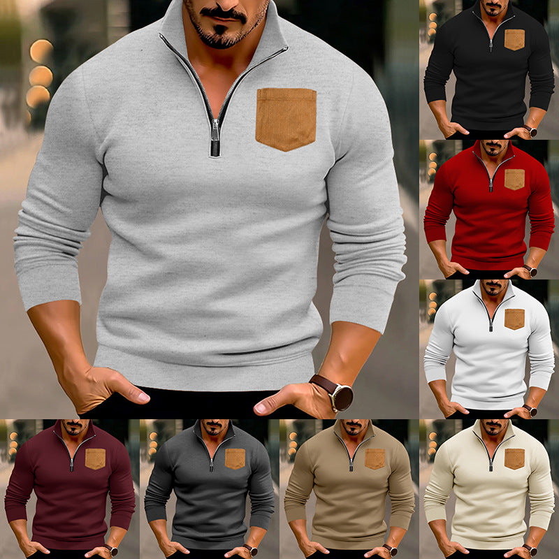 Men's stylish jumper with half zipper and stylish chest pocket Ivyshape