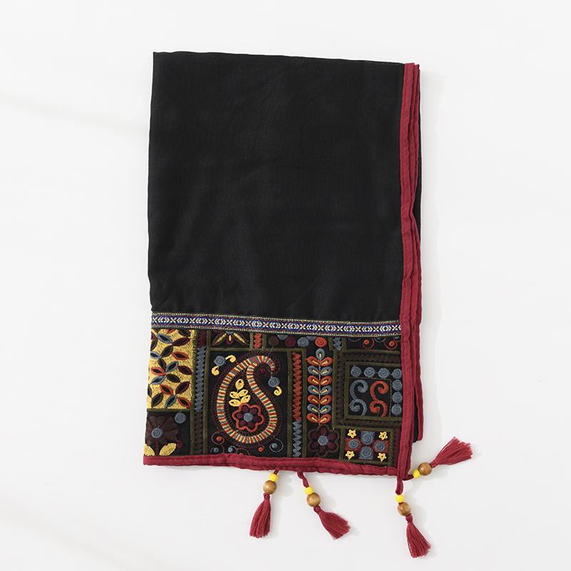 style shawl scarf female cotton retro embroidered silk scarf spring and autumn versatile embroidered scarf