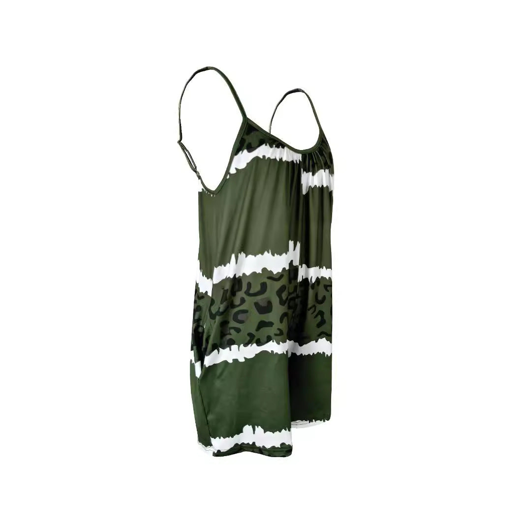 Ladies airy overall with spaghetti straps and fashionable animal design Ivyshape