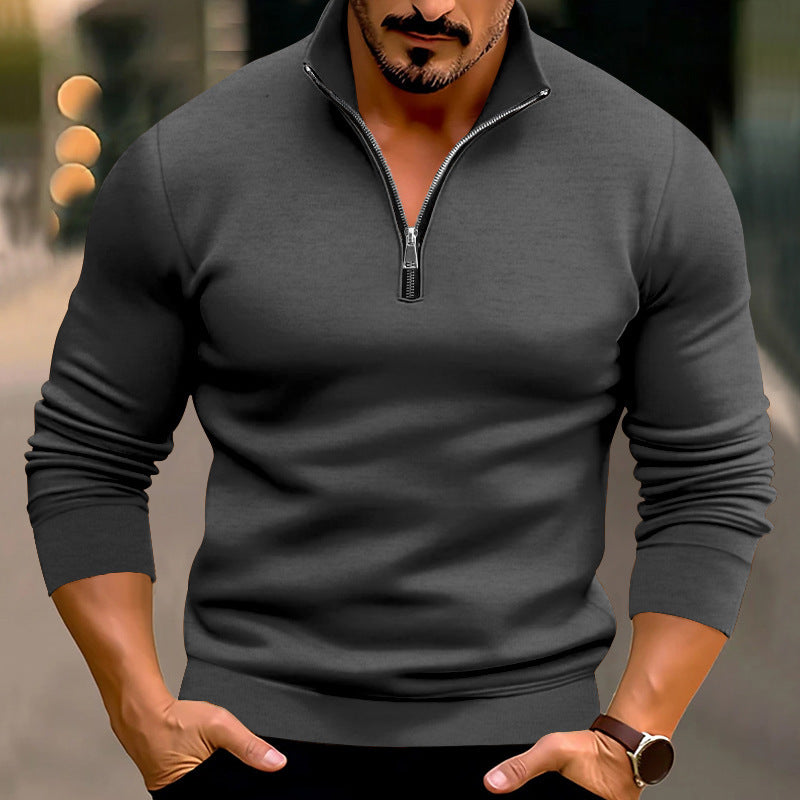 Men's knitted pullover with half zip and comfortable fit Ivyshape