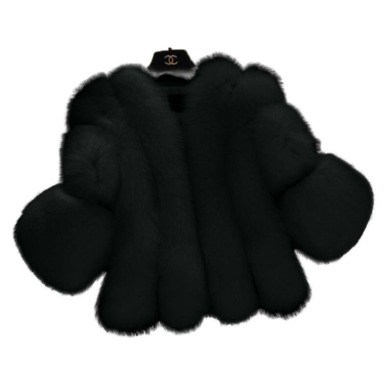 Women's Fluffy Faux Fur Coat with Loose-Fitting Sleeves Ivyshape