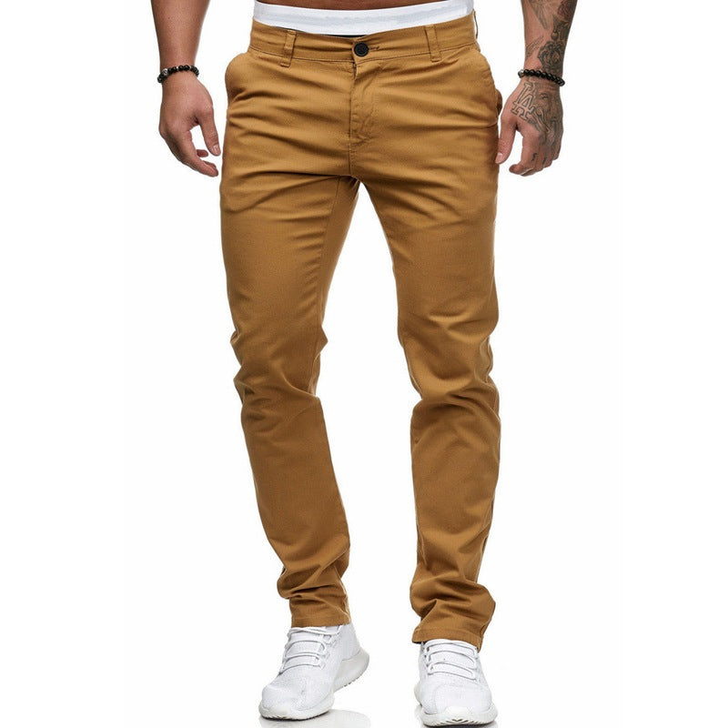 Men's Slim-Fit Chinos with Elastic Waistband and Practical Pockets Ivyshape