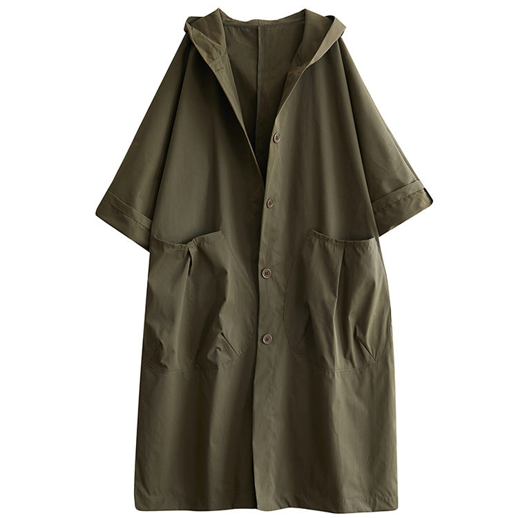 IvyShape | Loose Plus Size Knee-Length Coat with Large Pockets