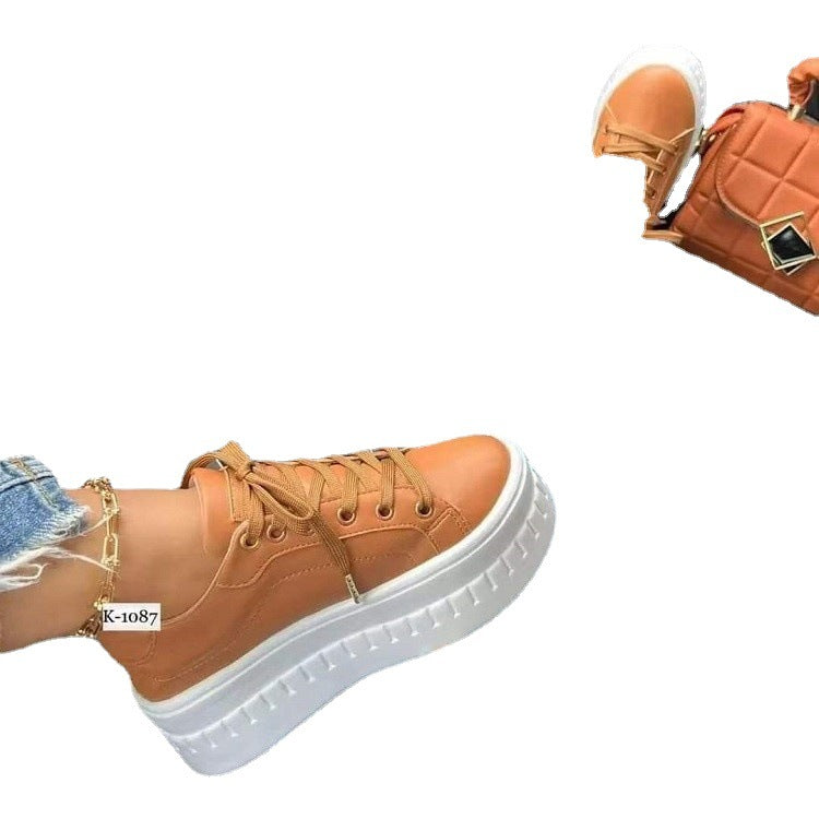 Women's platform sneakers with fashionable upper material and non-slip sole Ivyshape